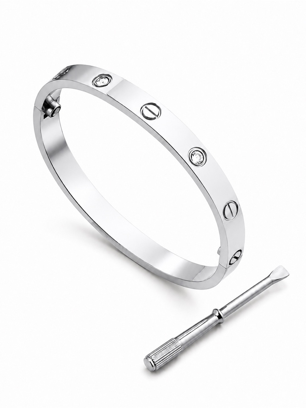 Stamped Platinum Love Screwdriver Bangle Bracelet Silver Luxury